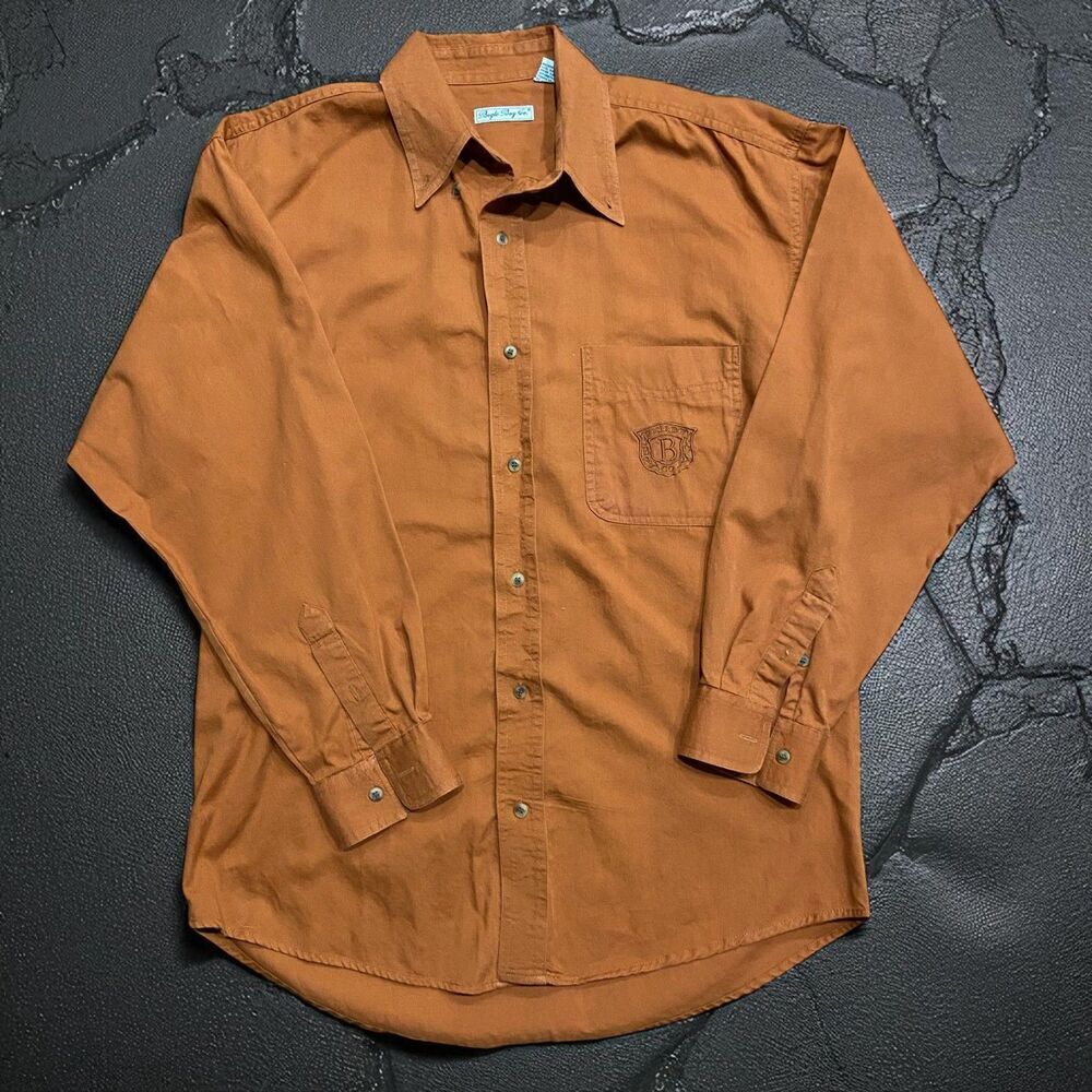 Bugle Boy Company Vintage Y2K Rust Orange Button Down Shirt Men's Size Large